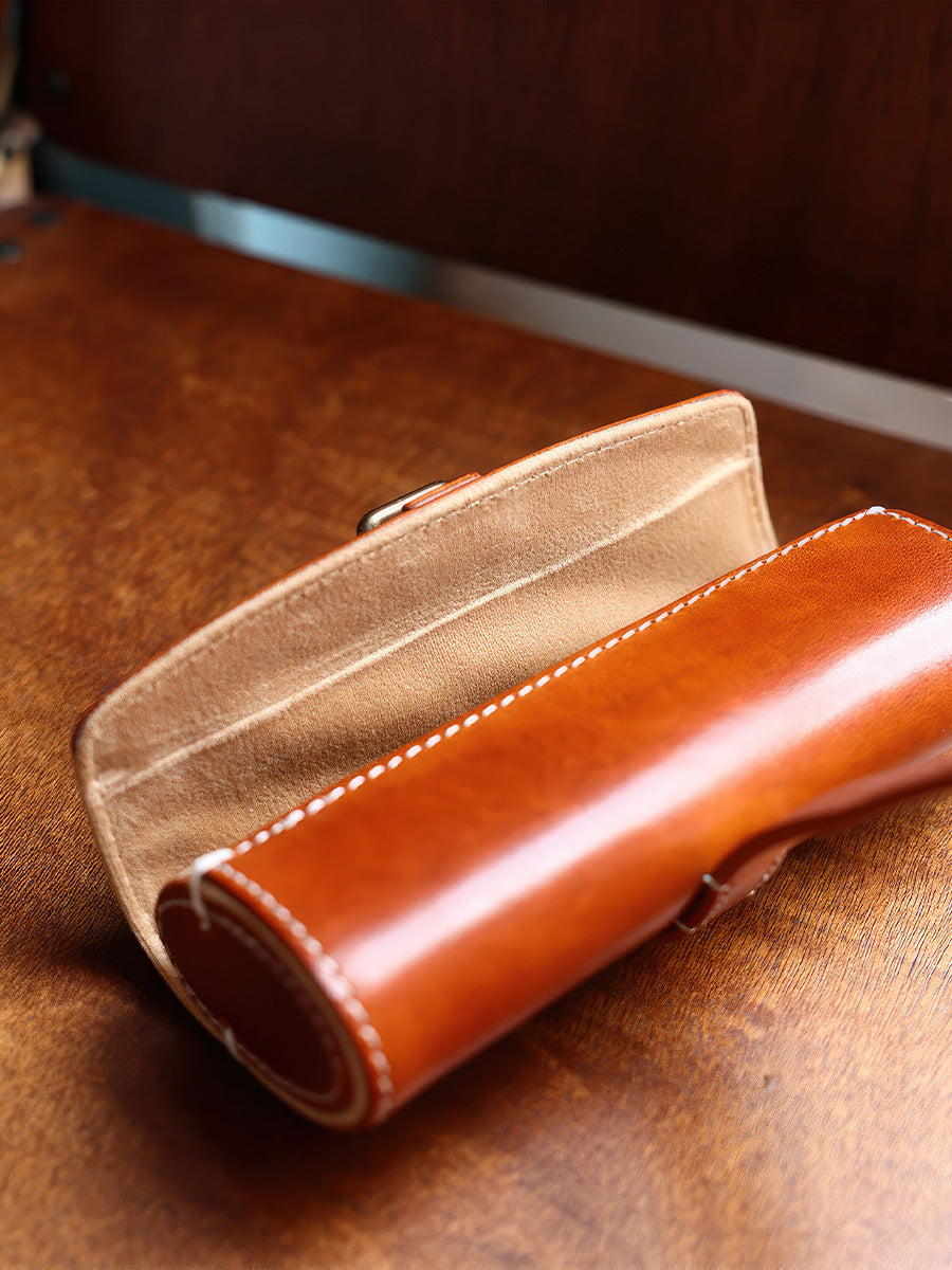 Retro Handmade Leather Glasses Case | Full Cover