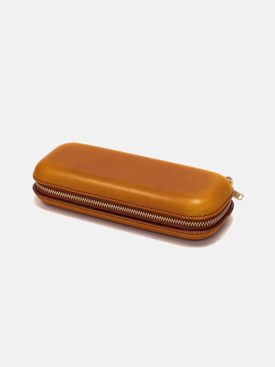 Retro Handmade Leather Glasses Case Pen Box | Full Cover