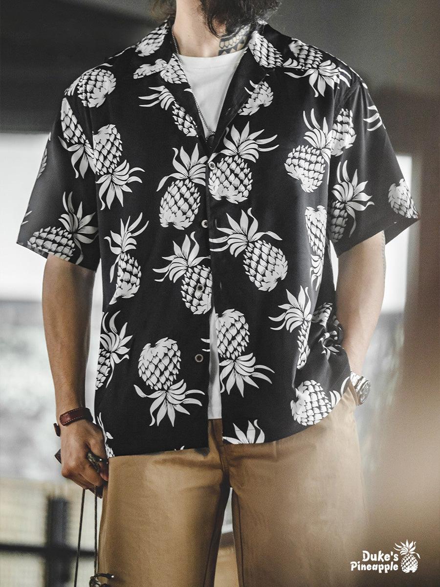 Tops Duke Kahanamoku Pineapple Short Sleeve Shirt Black Small