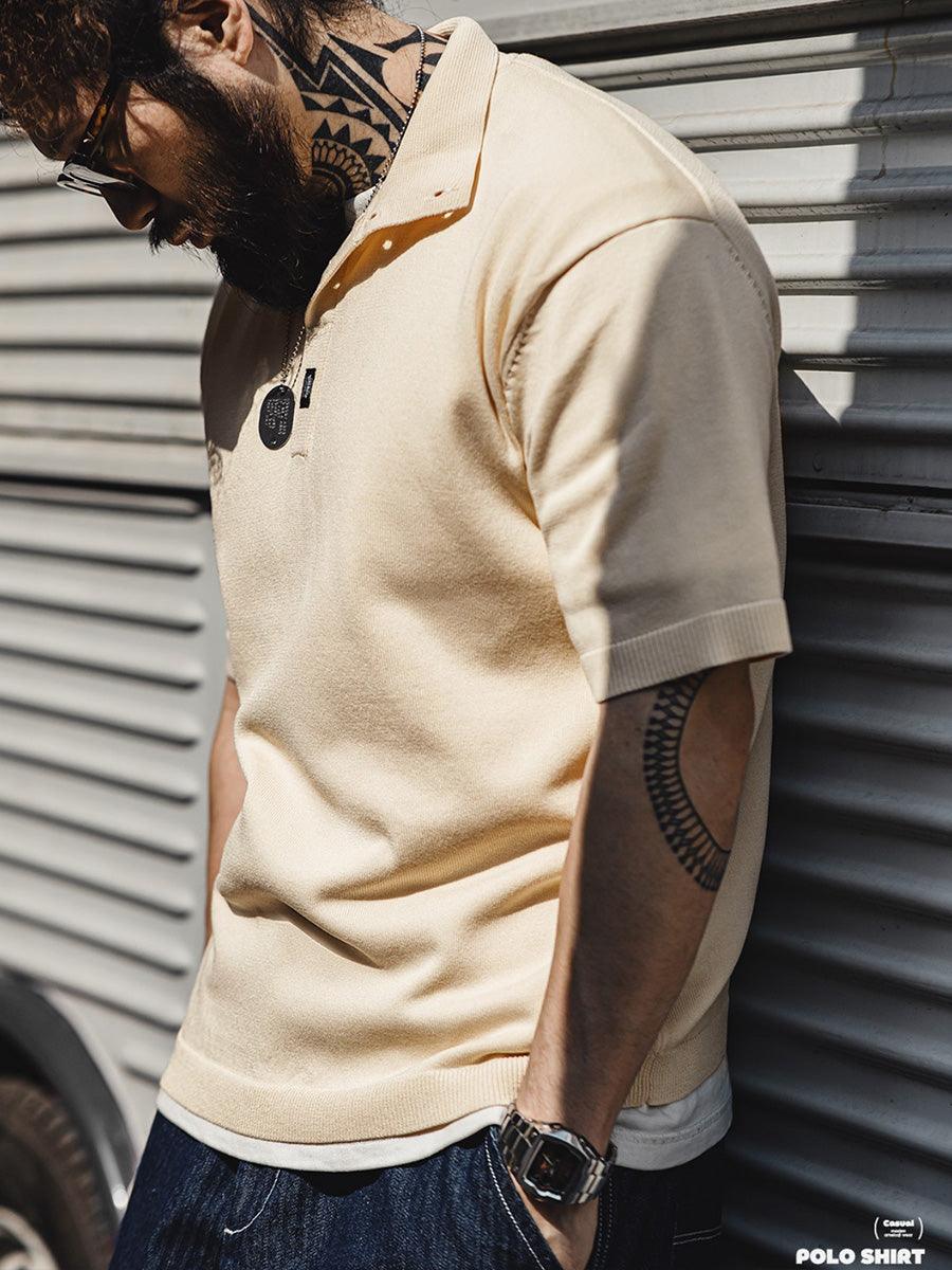 VICTIM『KNIT POLO SHIRT』*オートミール* VICTIM『KNIT POLO SHIRT』*オートミール* Textured Knit Polo