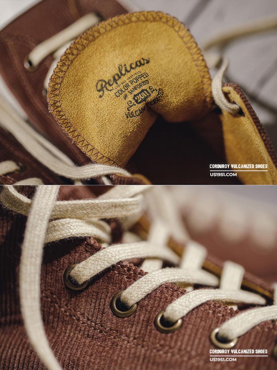 Nostalgic Corduroy High-top Canvas Shoes display picture 3