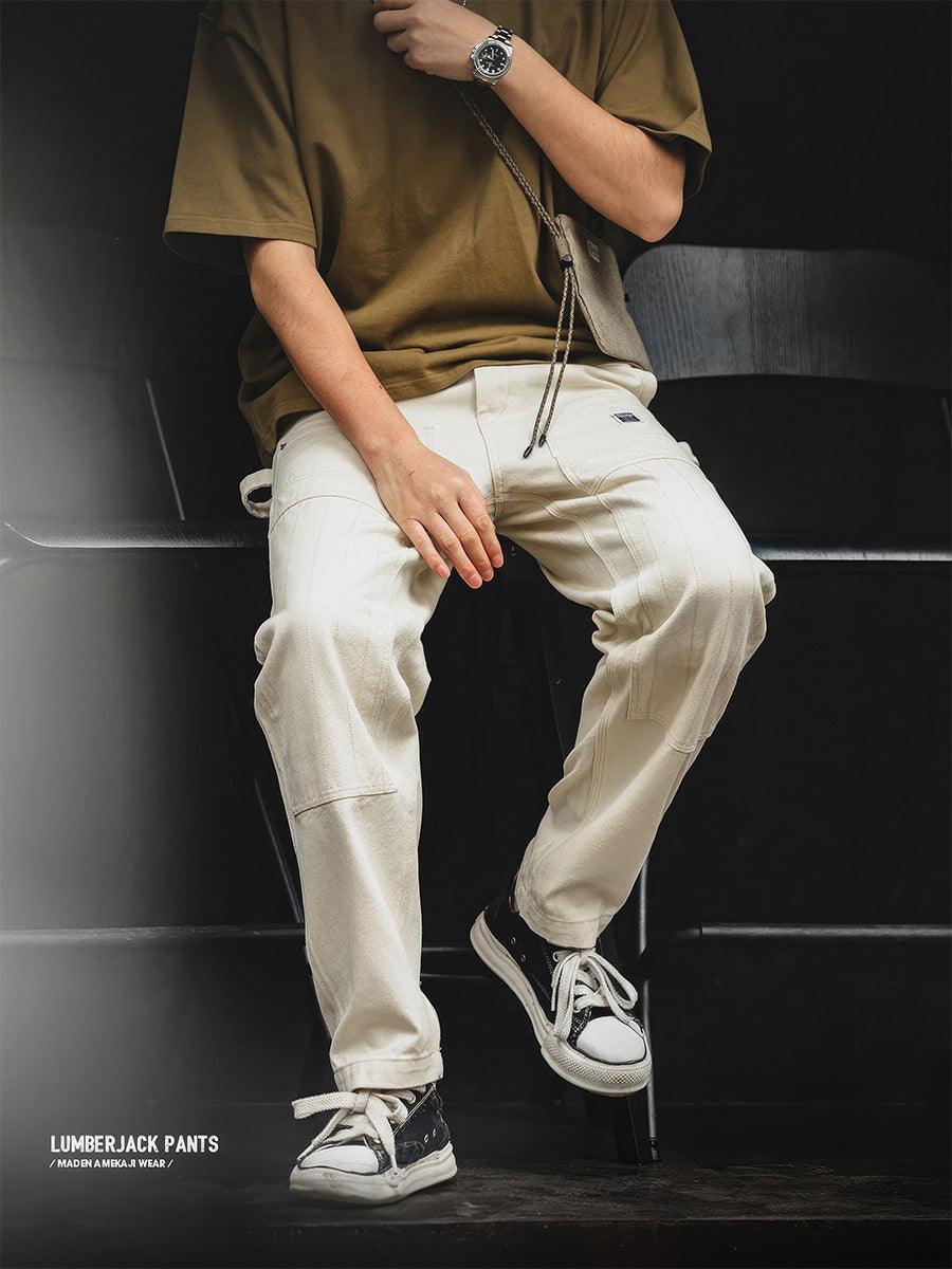 Retro White Lumberjack Pants